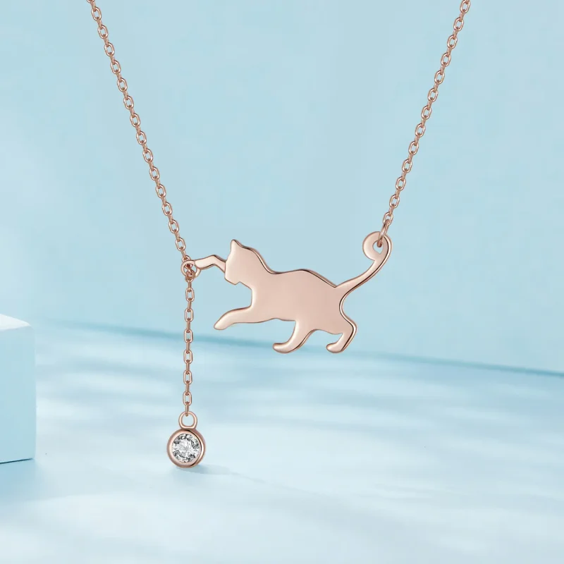 (immagine per) Collana Pandora Style con ciondolo gattino birichino in oro rosa - SCN232-C - Visualizza 2