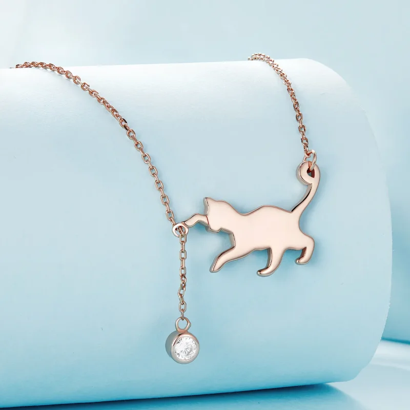 (immagine per) Collana Pandora Style con ciondolo gattino birichino in oro rosa - SCN232-C - Visualizza 3