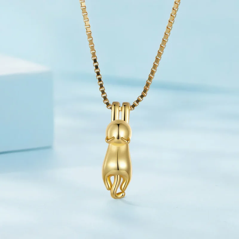 (immagine per) Collana stile Pandora con ciondolo di gattino dorato - SCN032-B - Visualizza 2