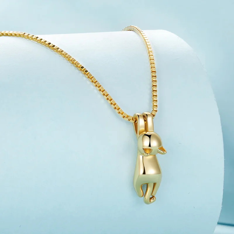 (immagine per) Collana stile Pandora con ciondolo di gattino dorato - SCN032-B - Visualizza 3