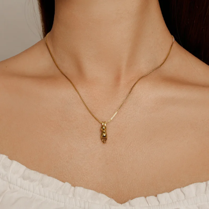 (immagine per) Collana stile Pandora con ciondolo di gattino dorato - SCN032-B - Visualizza 4