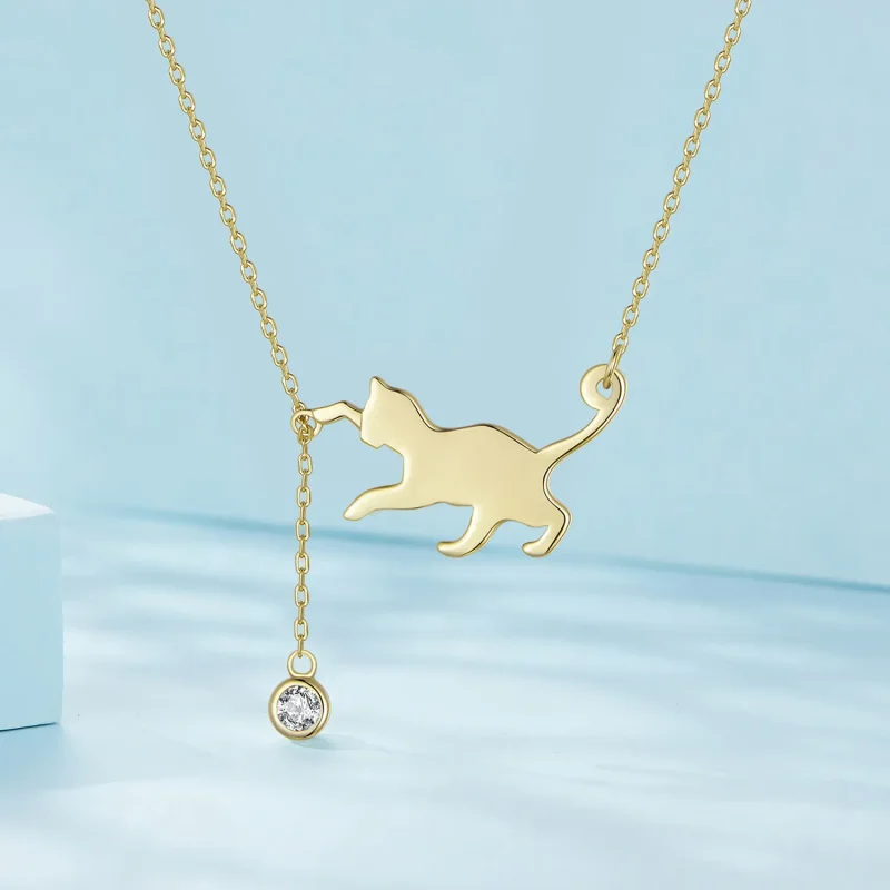 (immagine per) Collana stile Pandora con ciondolo di un dolce gattino dorato - SCN232-B - Visualizza 2