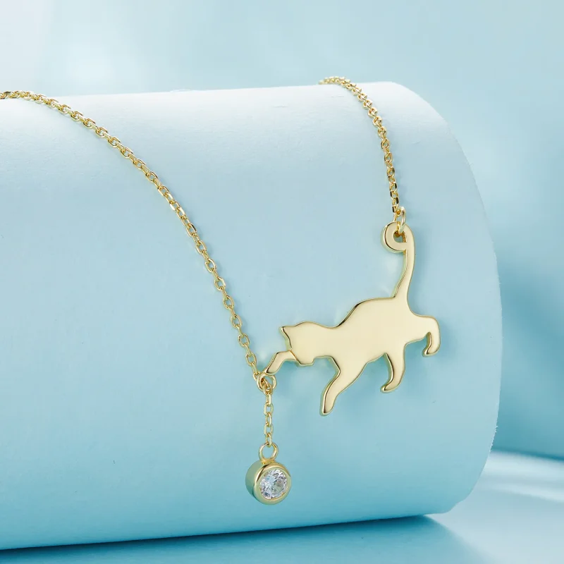 (immagine per) Collana stile Pandora con ciondolo di un dolce gattino dorato - SCN232-B - Visualizza 3