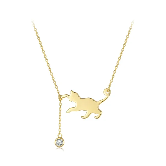 (immagine per) Collana stile Pandora con ciondolo di un dolce gattino dorato - SCN232-B
