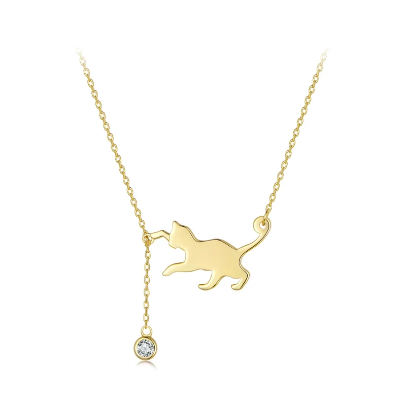 (immagine per) Collana stile Pandora con ciondolo di un dolce gattino dorato - SCN232-B