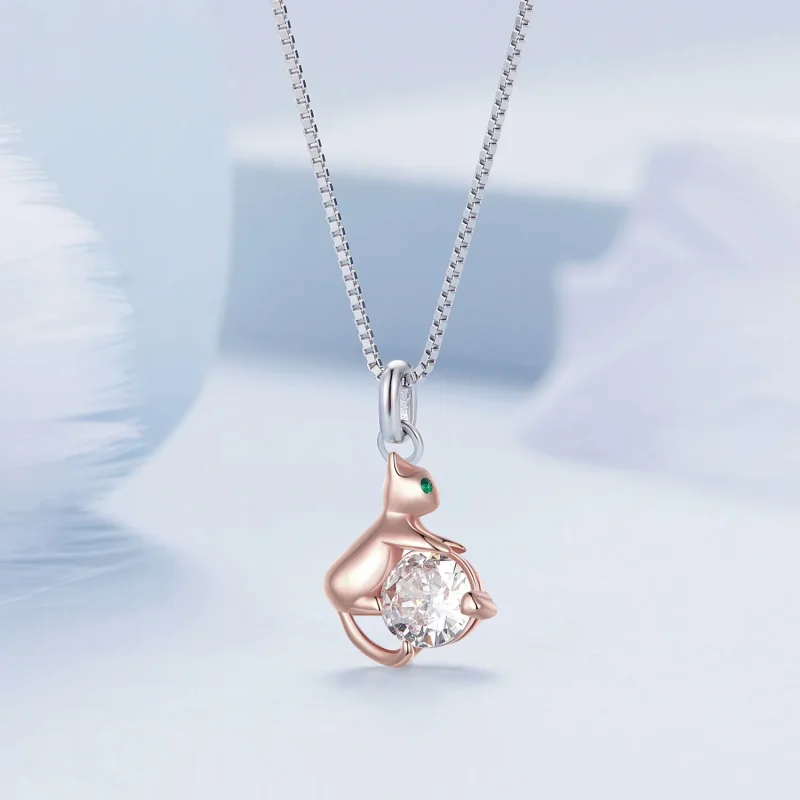 (immagine per) Collana stile Pandora con gatto - BSN355 - Visualizza 3