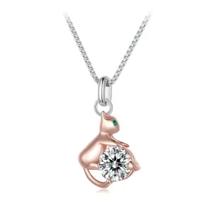 Collana stile Pandora con gatto - BSN355 (immagine per) Collana stile Pandora con gatto - BSN355