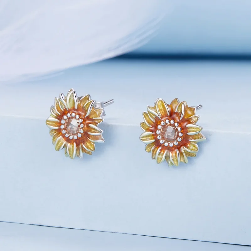 (immagine per) Orecchini a bottone a forma di girasole stile Pandora - BSE867 - Visualizza 2