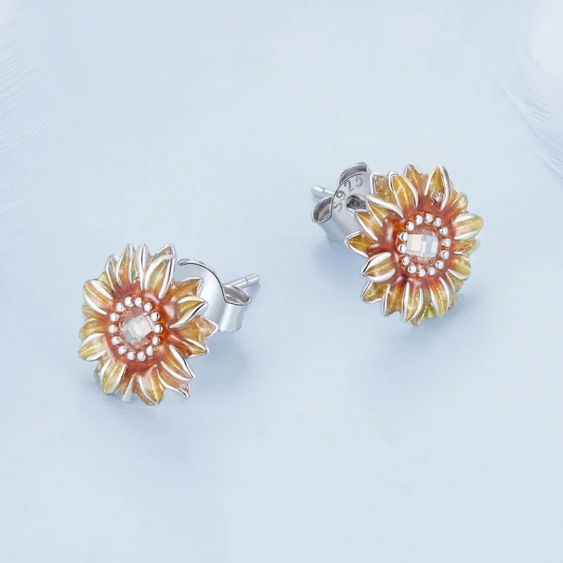(immagine per) Orecchini a bottone a forma di girasole stile Pandora - BSE867 - Visualizza 3