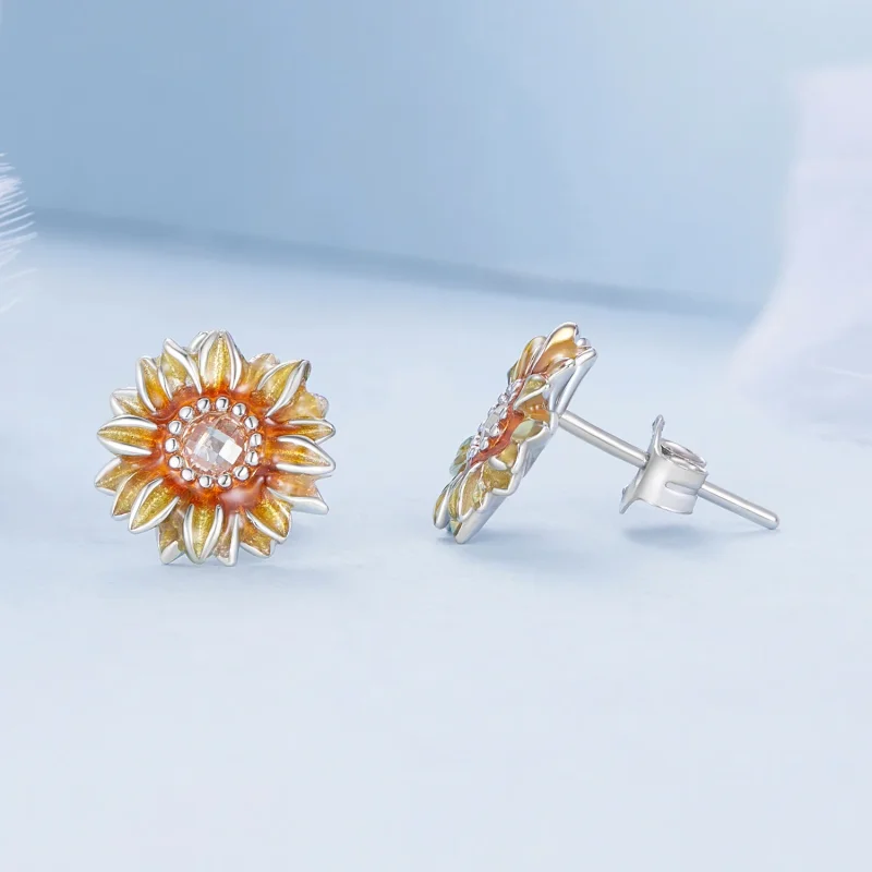 (immagine per) Orecchini a bottone a forma di girasole stile Pandora - BSE867 - Visualizza 4