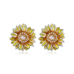 (immagine per) Orecchini a bottone a forma di girasole stile Pandora - BSE867