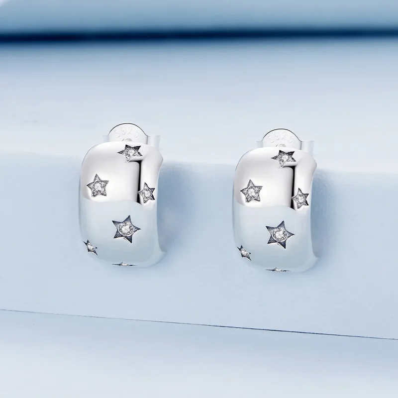 (immagine per) Orecchini a bottone con stelle lampeggianti di stile Pandora - BSE884 - Visualizza 2