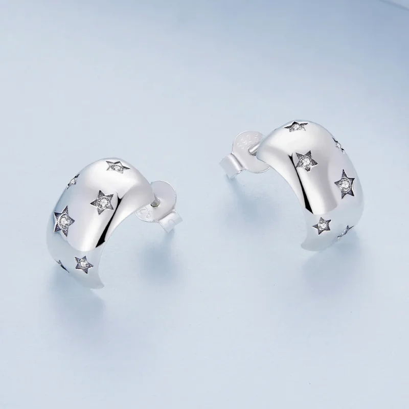 (immagine per) Orecchini a bottone con stelle lampeggianti di stile Pandora - BSE884 - Visualizza 3