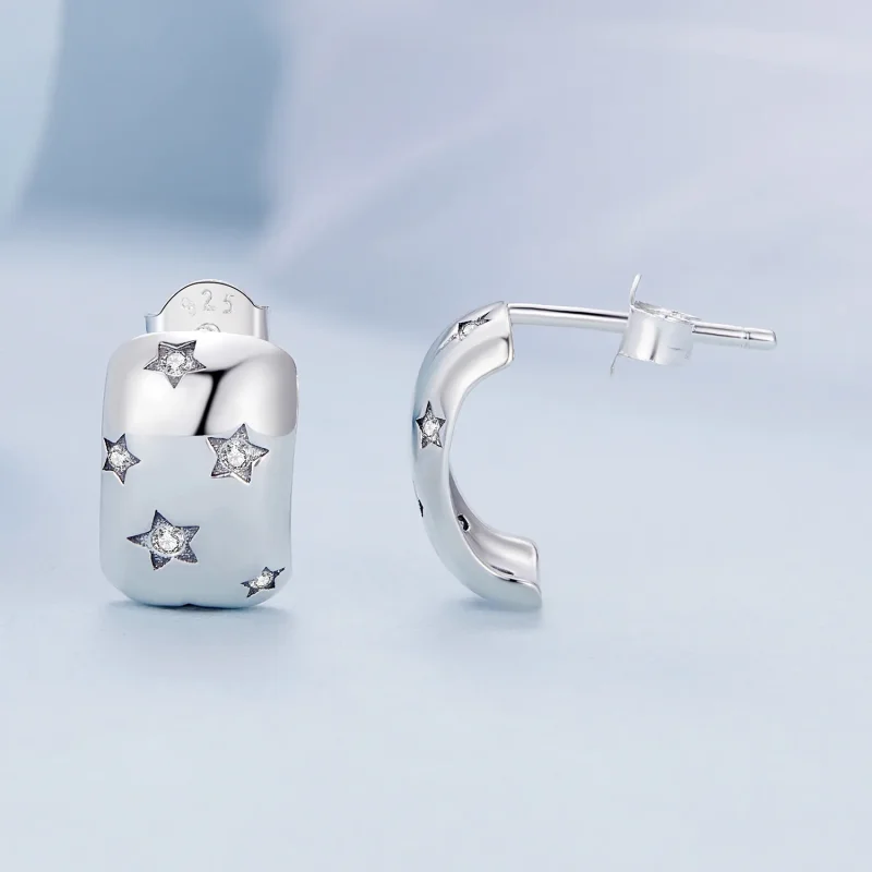 (immagine per) Orecchini a bottone con stelle lampeggianti di stile Pandora - BSE884 - Visualizza 4