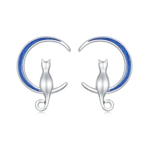 (immagine per) Orecchini a bottone con stile Pandora a forma di gatto lunare - SCE1609