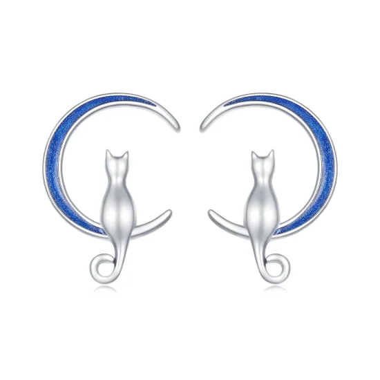 (immagine per) Orecchini a bottone con stile Pandora a forma di gatto lunare - SCE1609