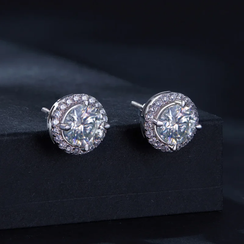 (immagine per) Orecchini a bottone in stile Pandora con Moissanite da 1 carato (due certificati - Visualizza 2
