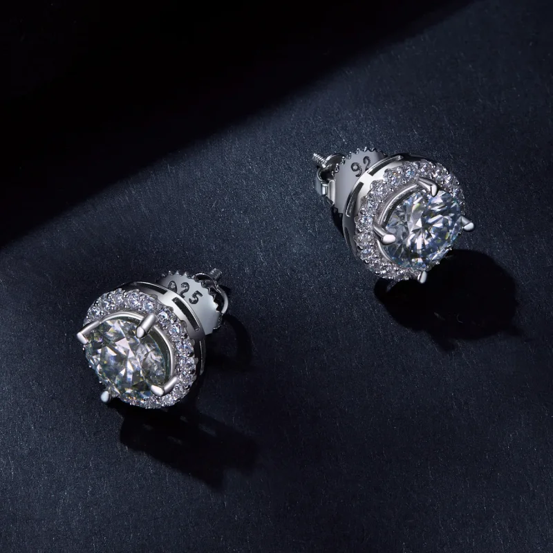 (immagine per) Orecchini a bottone in stile Pandora con Moissanite da 1 carato (due certificati - Visualizza 3