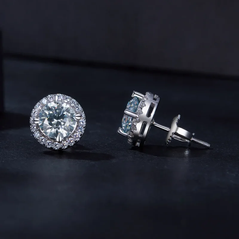 (immagine per) Orecchini a bottone in stile Pandora con Moissanite da 1 carato (due certificati - Visualizza 4