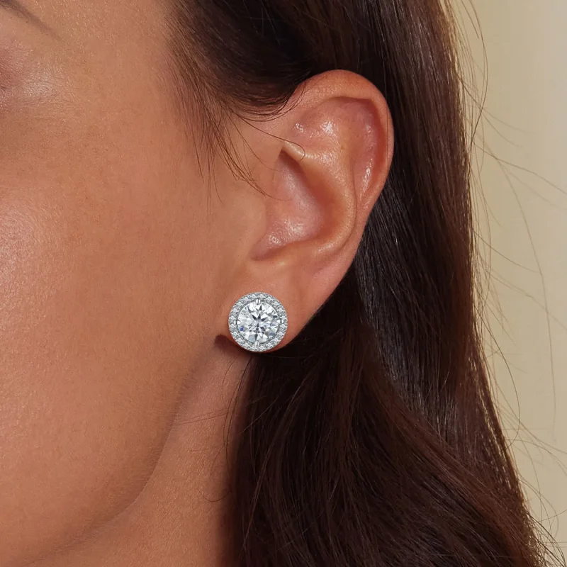 (immagine per) Orecchini a bottone in stile Pandora con Moissanite da 1 carato (due certificati - Visualizza 5
