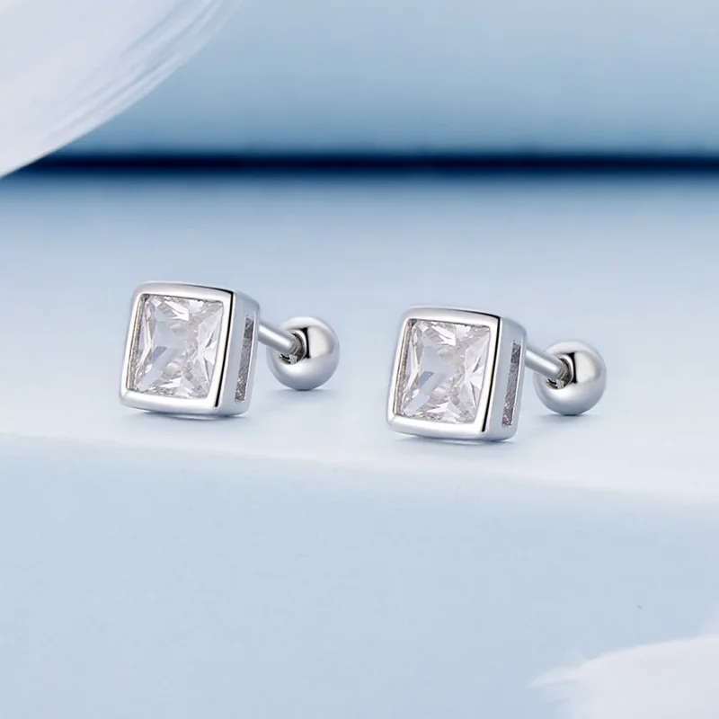 (immagine per) Orecchini a bottone in stile Pandora con zirconi da principessa - BSE885-L - Visualizza 2