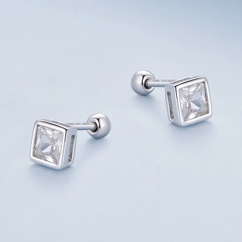 (immagine per) Orecchini a bottone in stile Pandora con zirconi da principessa - BSE885-L - Visualizza 3