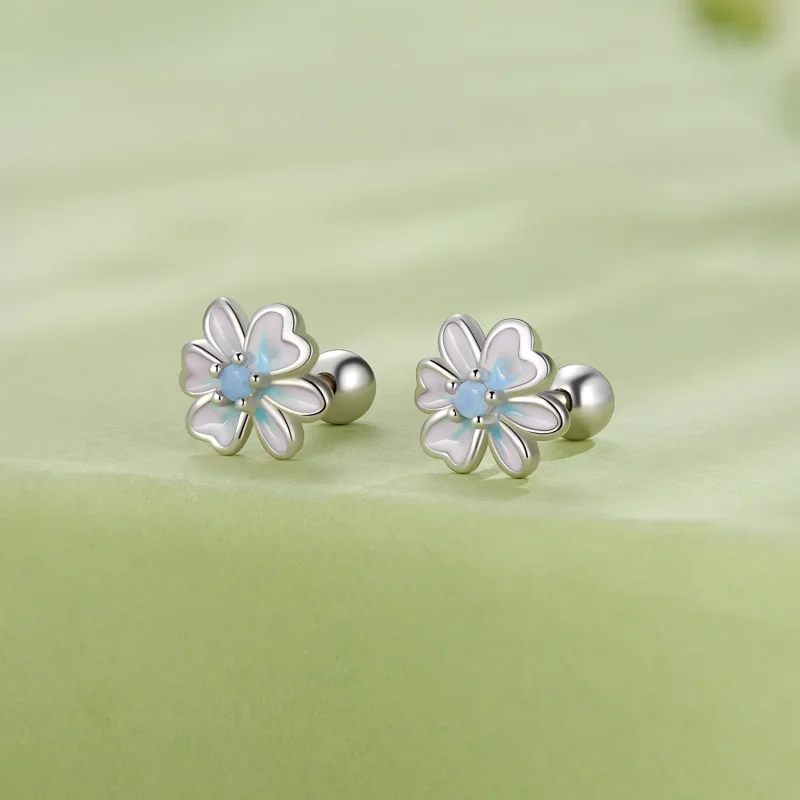(immagine per) Orecchini a bottone stile Pandora con fiore - SCE1572 - Visualizza 2