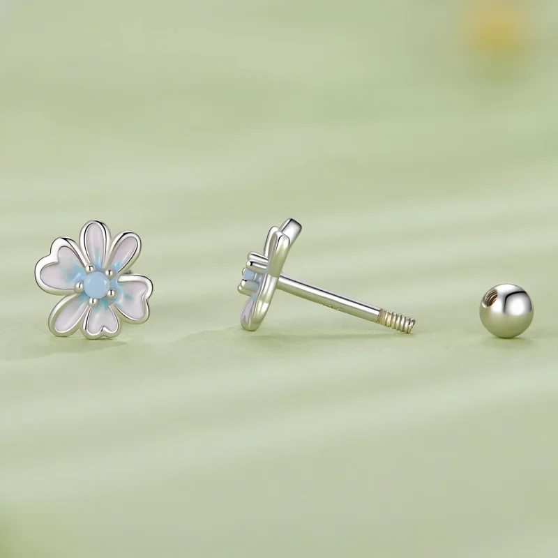 (immagine per) Orecchini a bottone stile Pandora con fiore - SCE1572 - Visualizza 3