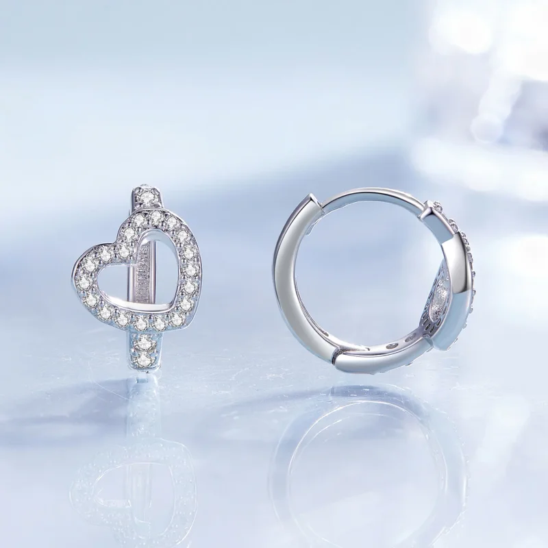 (immagine per) Orecchini a cerchio a forma di cuore in stile Pandora - BSE879 - Visualizza 2