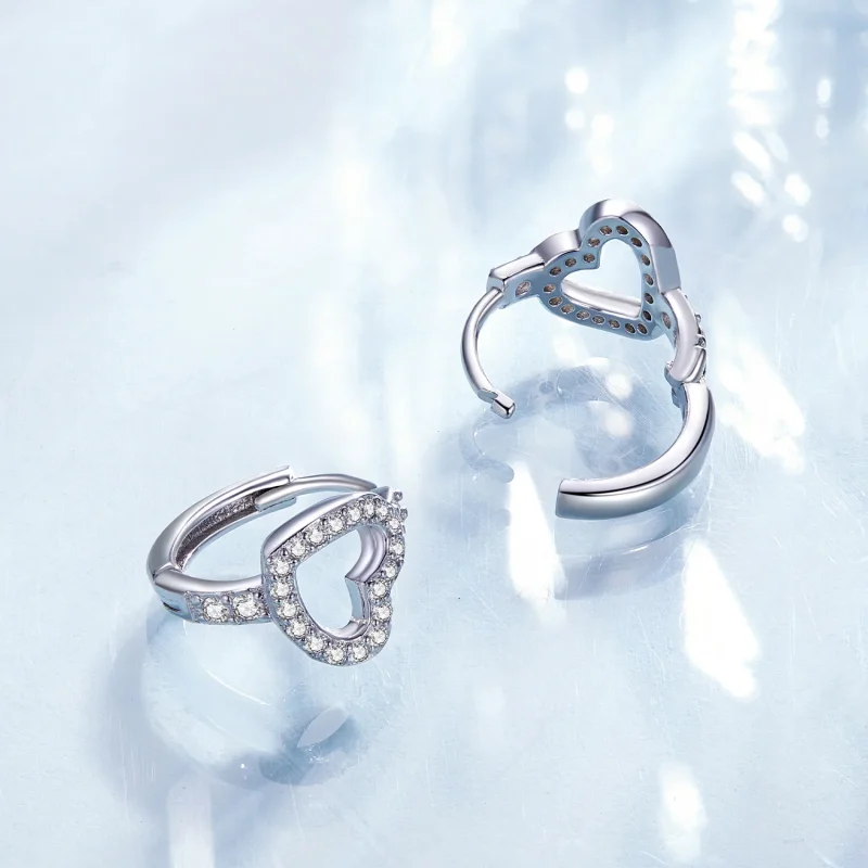 (immagine per) Orecchini a cerchio a forma di cuore in stile Pandora - BSE879 - Visualizza 4