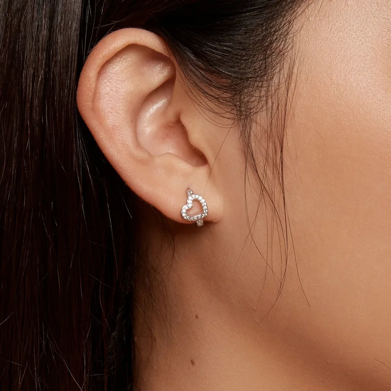 (immagine per) Orecchini a cerchio a forma di cuore in stile Pandora - BSE879 - Visualizza 6