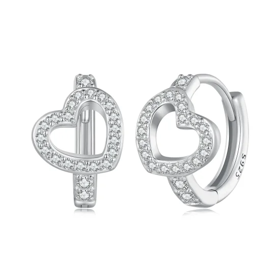 (immagine per) Orecchini a cerchio a forma di cuore in stile Pandora - BSE879