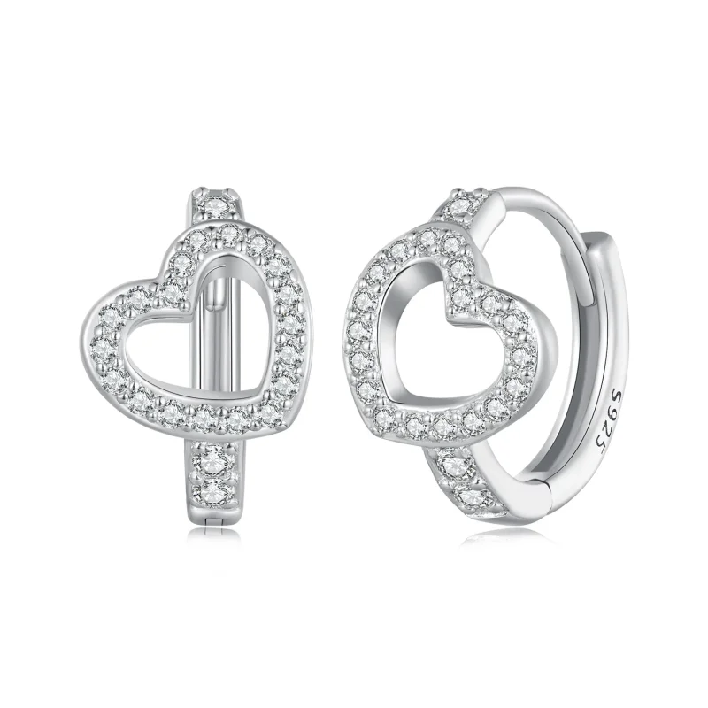 (immagine per) Orecchini a cerchio a forma di cuore in stile Pandora - BSE879