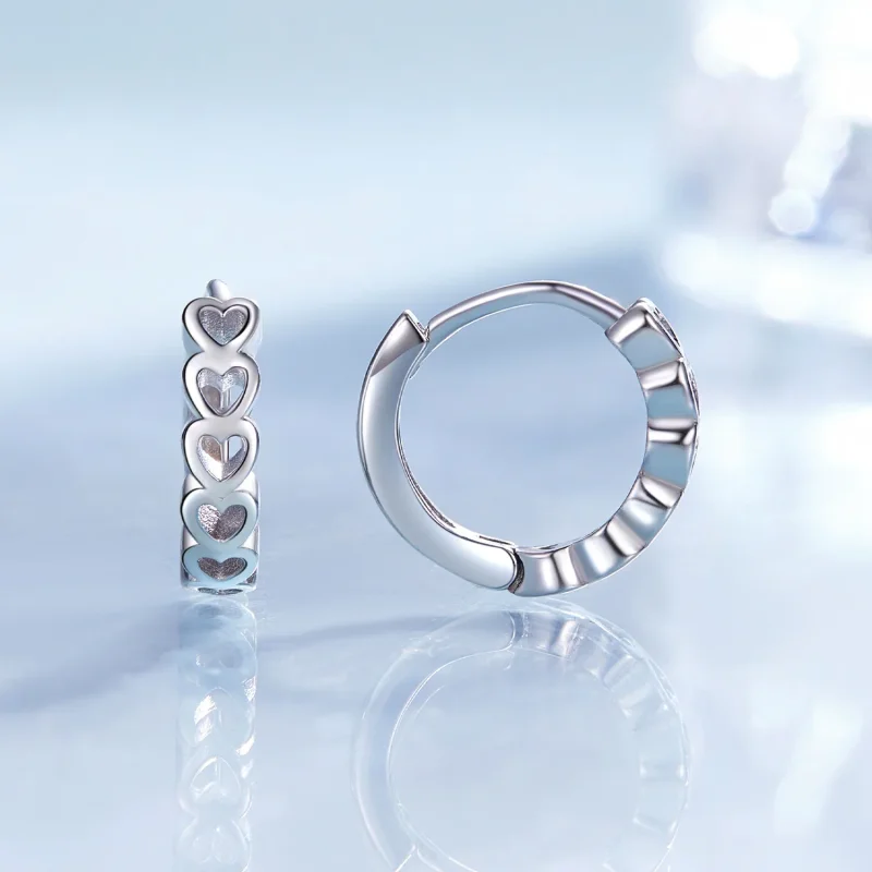 (immagine per) Orecchini a cerchio a forma di cuore in stile Pandora - BSE880 - Visualizza 2