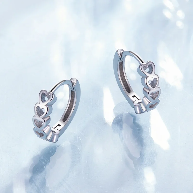 (immagine per) Orecchini a cerchio a forma di cuore in stile Pandora - BSE880 - Visualizza 3