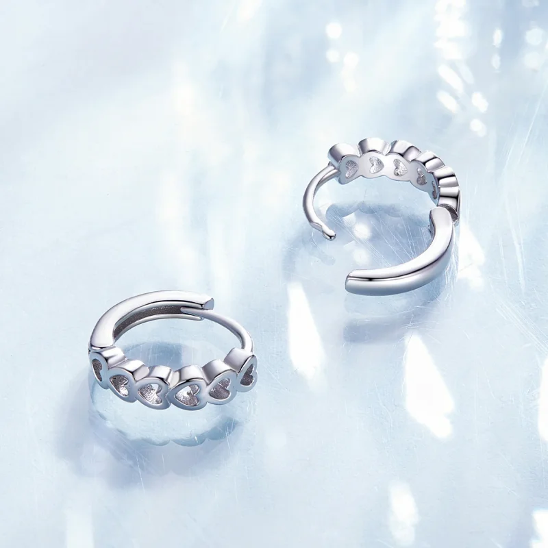 (immagine per) Orecchini a cerchio a forma di cuore in stile Pandora - BSE880 - Visualizza 4
