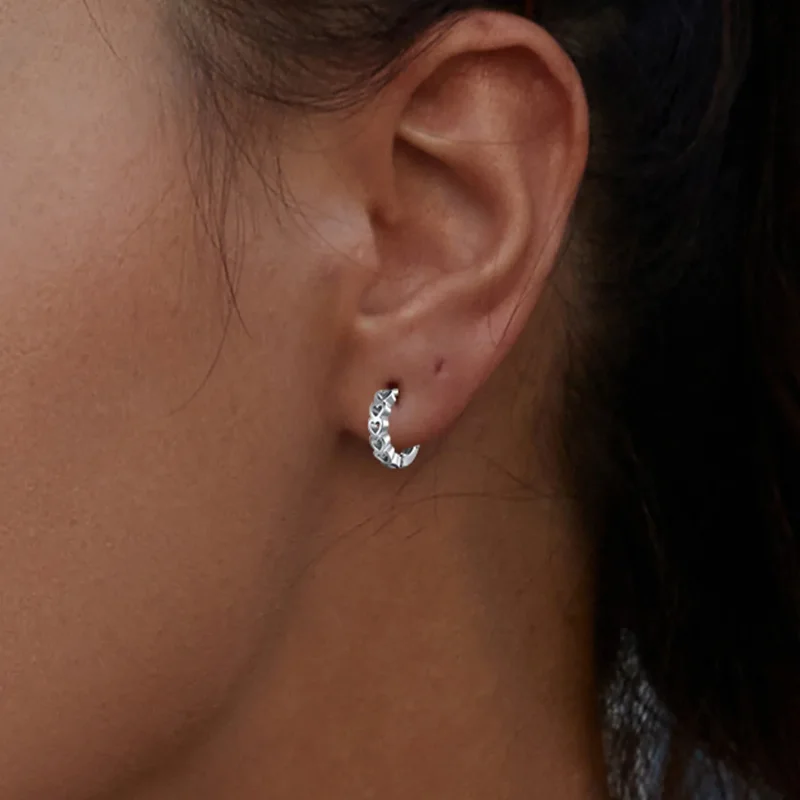 (immagine per) Orecchini a cerchio a forma di cuore in stile Pandora - BSE880 - Visualizza 9