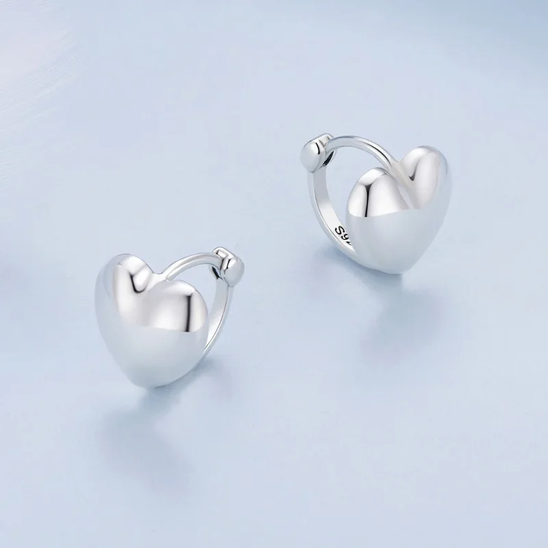 (immagine per) Orecchini a cerchio a forma di cuore in stile Pandora - BSE905 - Visualizza 3