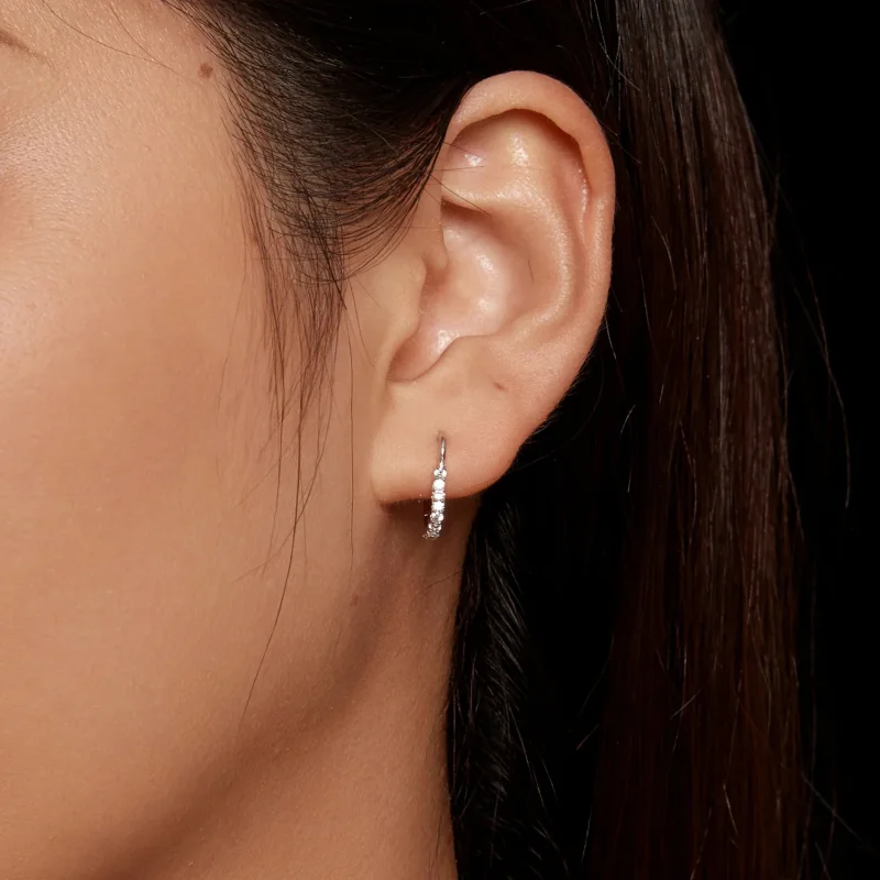 (immagine per) Orecchini a cerchio a forma di cuore in stile Pandora con Moissanite (Un Certifi - Visualizza 5