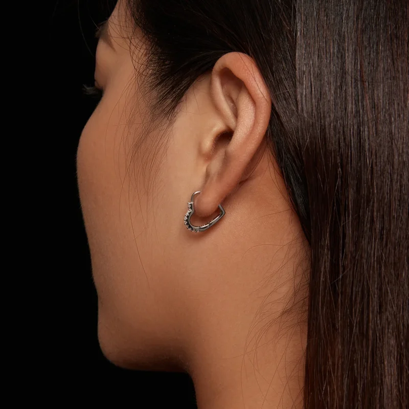 (immagine per) Orecchini a cerchio a forma di cuore in stile Pandora con Moissanite (Un Certifi - Visualizza 7