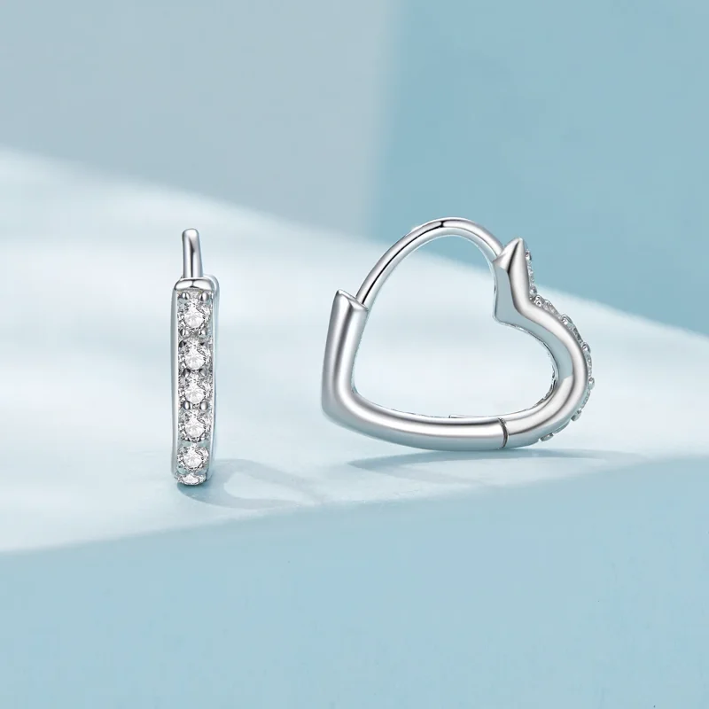 (immagine per) Orecchini a cerchio a forma di cuore in stile Pandora - SCE1626 - Visualizza 2