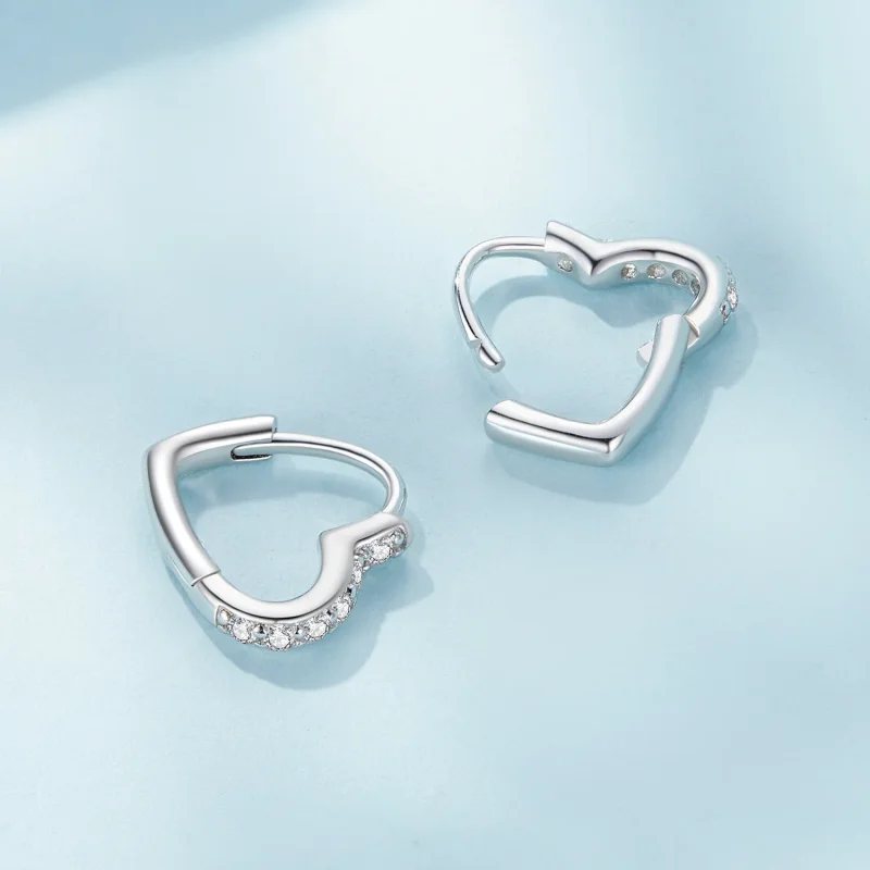(immagine per) Orecchini a cerchio a forma di cuore in stile Pandora - SCE1626 - Visualizza 4