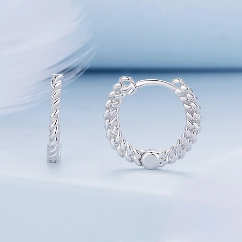 (immagine per) Orecchini a cerchio con catenina nello stile Pandora - BSE906 - Visualizza 2