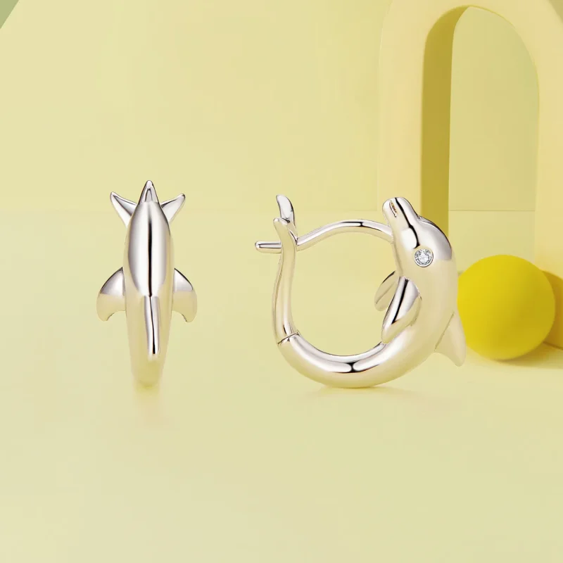 (immagine per) Orecchini a cerchio con ciondolo a forma di delfino stile Pandora - BSE881 - Visualizza 2