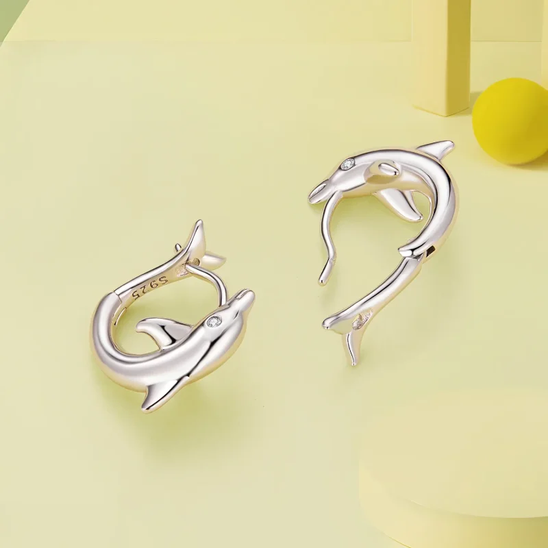 (immagine per) Orecchini a cerchio con ciondolo a forma di delfino stile Pandora - BSE881 - Visualizza 4
