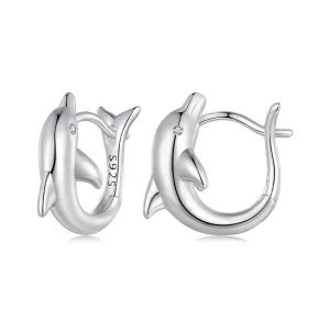 (immagine per) Orecchini a cerchio con ciondolo a forma di delfino stile Pandora - BSE881