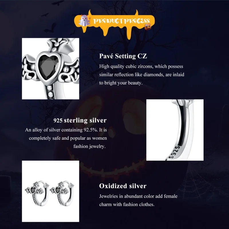 (immagine per) Orecchini a cerchio con croce in stile Pandora - SCE1642 - Visualizza 7