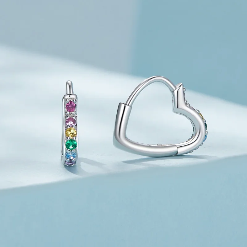 (immagine per) Orecchini a cerchio con cuore arcobaleno di stile Pandora - SCE1626-CF - Visualizza 2