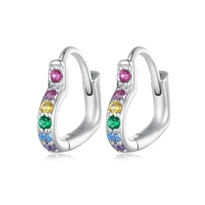 (immagine per) Orecchini a cerchio con cuore arcobaleno di stile Pandora - SCE1626-CF