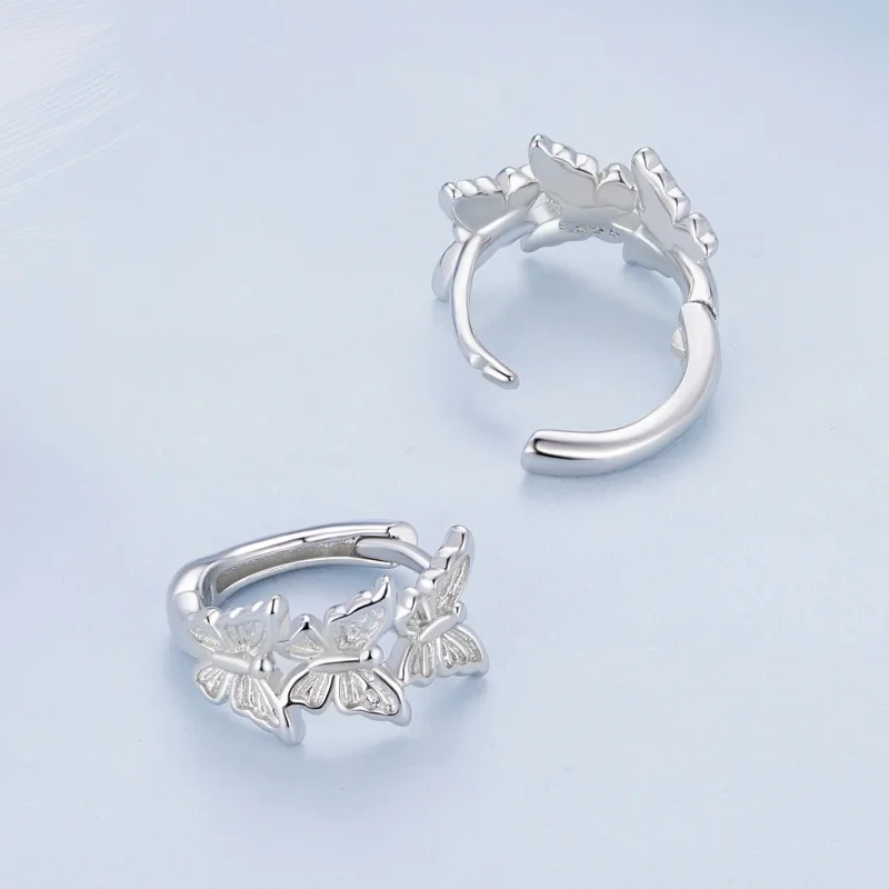 (immagine per) Orecchini a cerchio con farfalla in stile Pandora - BSE908 - Visualizza 4